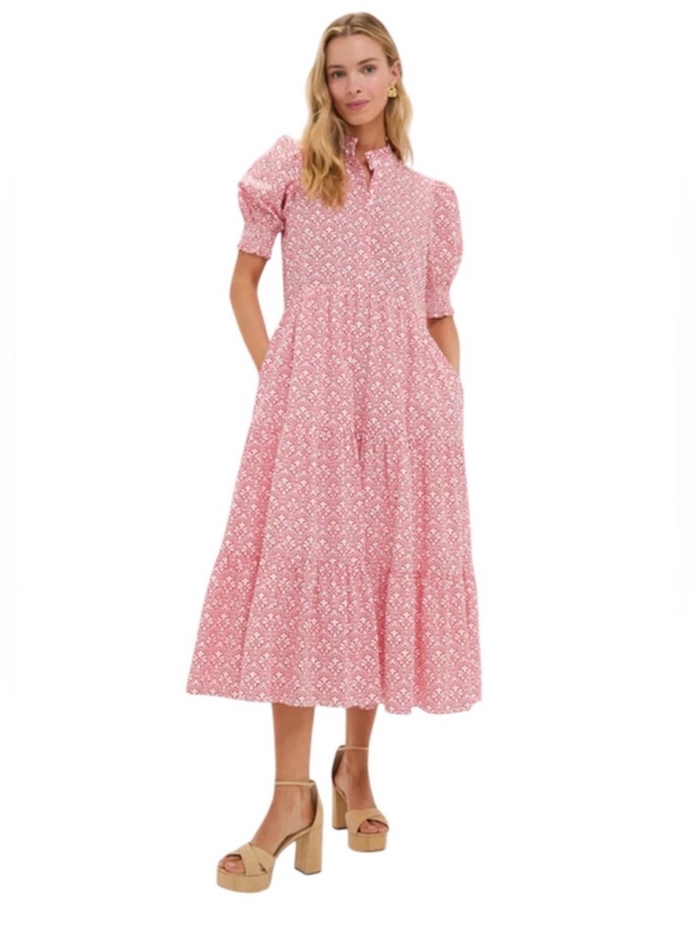 Tuckernuck Hyacinth House Bennett Maxi Dress Red White Quatrefoil Size XS NEW